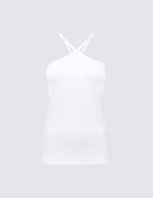 Saf Pamuklu Halter Yaka T-shirt