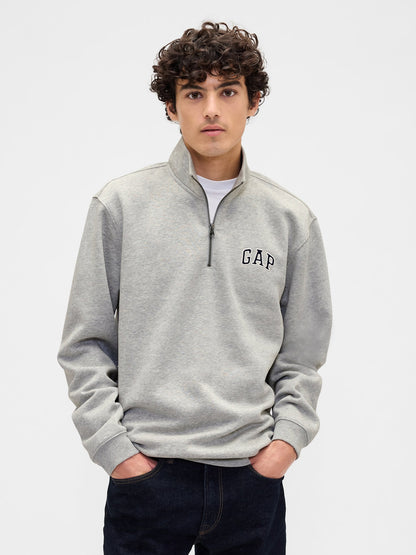 Gri Relaxed Gap Logo Yarım Fermuarlı Sweatshirt