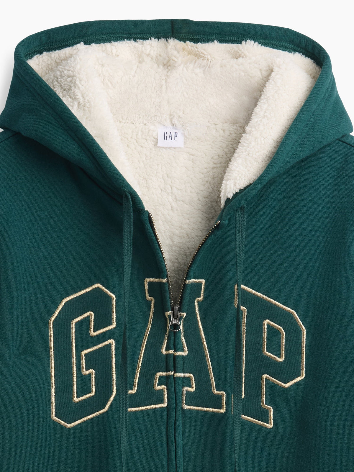Koyu Yeşil Relaxed Gap Logo Sherpa-astarlı Fermuarlı Sweatshirt