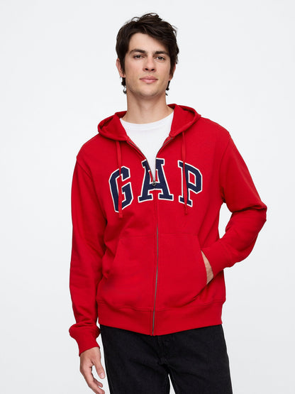 Kırmızı Gap Logo Fermuarlı Fransız Havlu Kumaş Sweatshirt