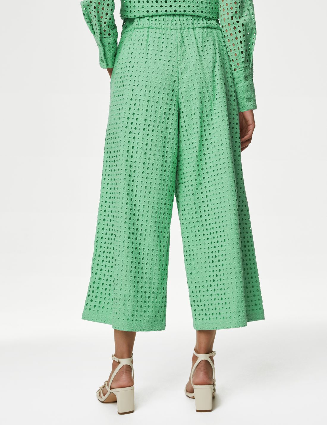 Saf Pamuklu Wide Leg Kapri Pantolon