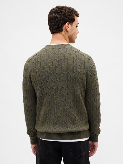 Haki Merino Wool-blend Cable-knit Kazak