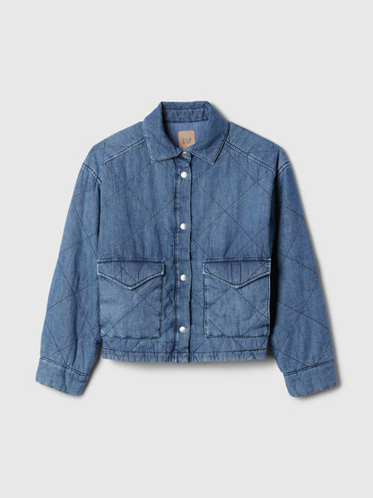 Mavi Yastıklı Denim Gömlek Ceket