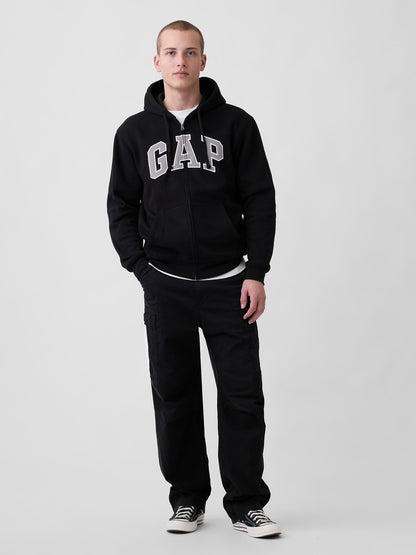Siyah Vintagesoft Arch Logo Tam Fermuarlı Sweatshirt