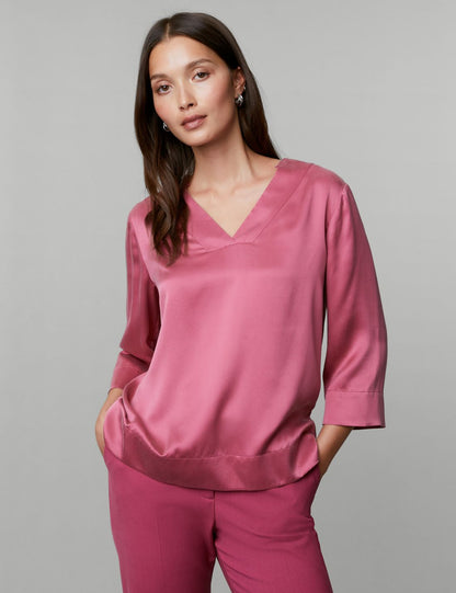 Relaxed Fit V Yaka Ipek Bluz
