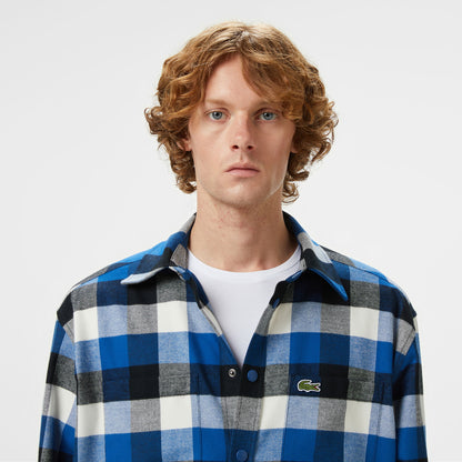 Lacoste Erkek Relaxed Fit Kareli Lacivert Gömlek