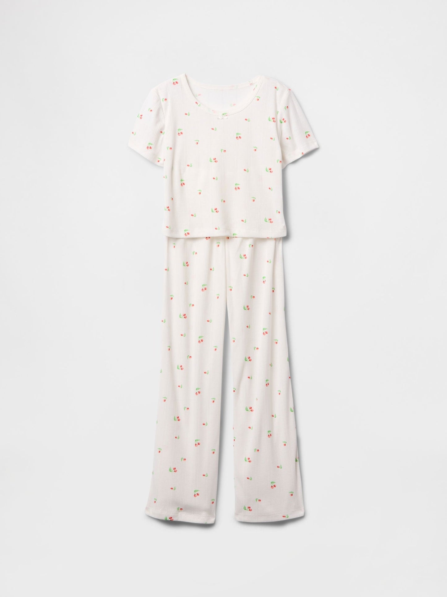 Kırık Beyaz Kids Geri Dönüştürülmüş Pointelle Pijama Takımı