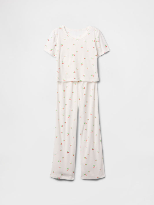 Kırık Beyaz Kids Geri Dönüştürülmüş Pointelle Pijama Takımı