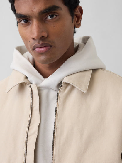 Krem Canvas Bomber Ceket