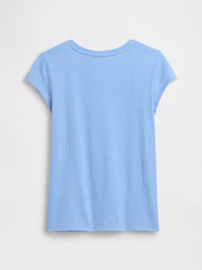 Açık Mavi Grafik Baskılı T-shirt