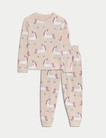 Saf Pamuklu Unicorn Desenli Pijama Takımı