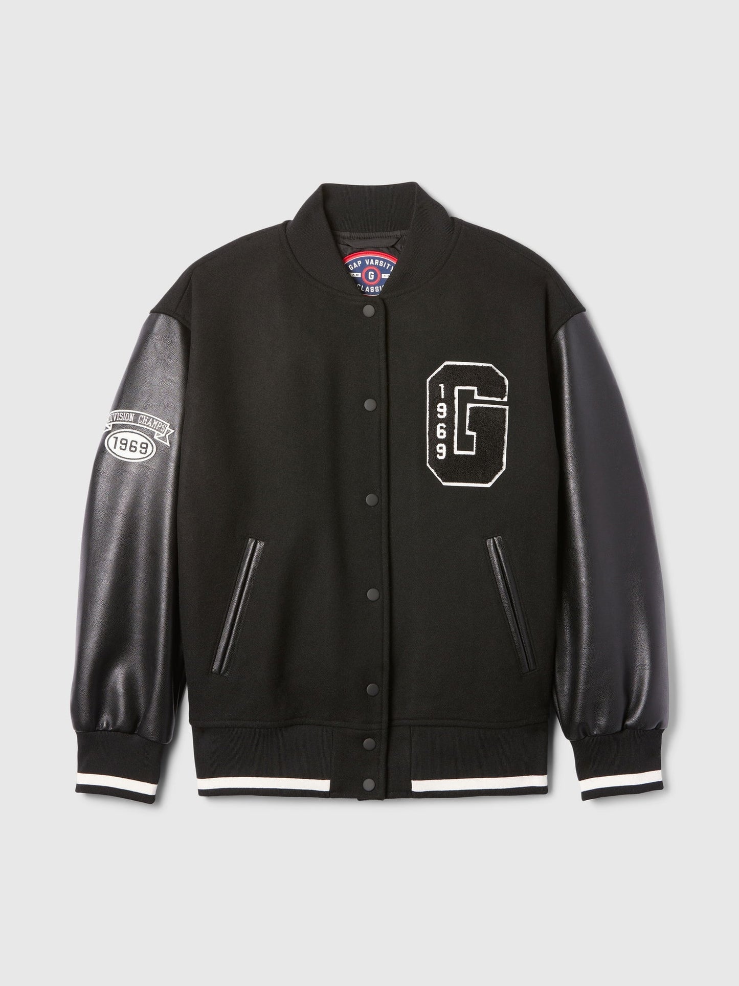 Siyah Yün Varsity Logo Boyfriend Ceket