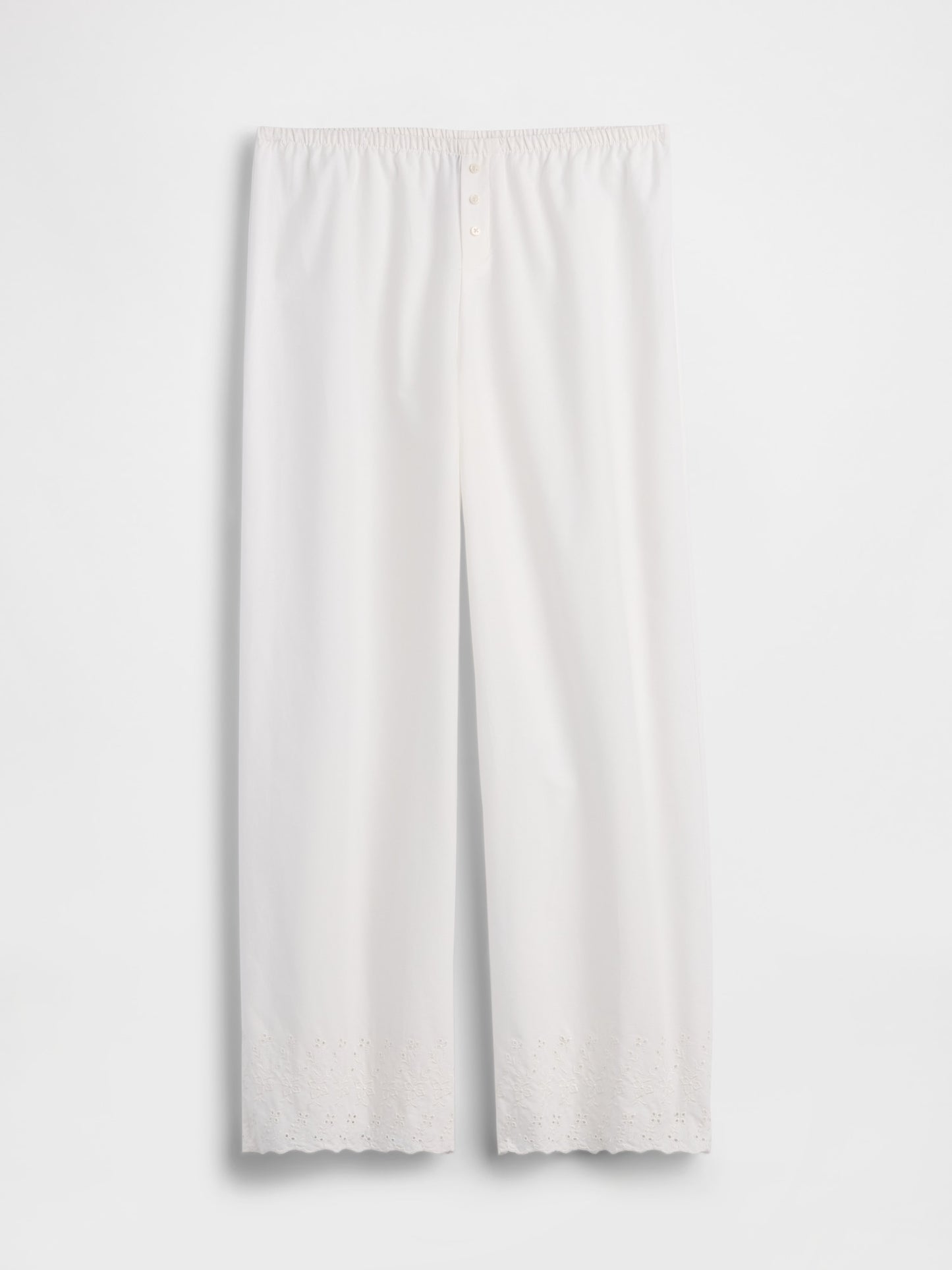 Beyaz Dantel Işlemeli Pijama Altı