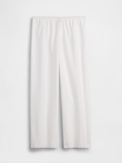 Beyaz Dantel Işlemeli Pijama Altı
