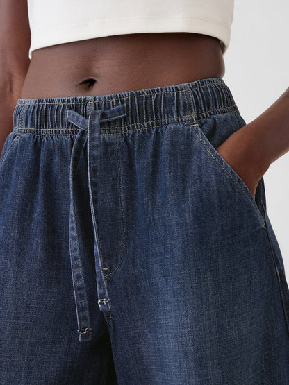 Lacivert Mid Rise Easy Horseshoe Jean Pantolon
