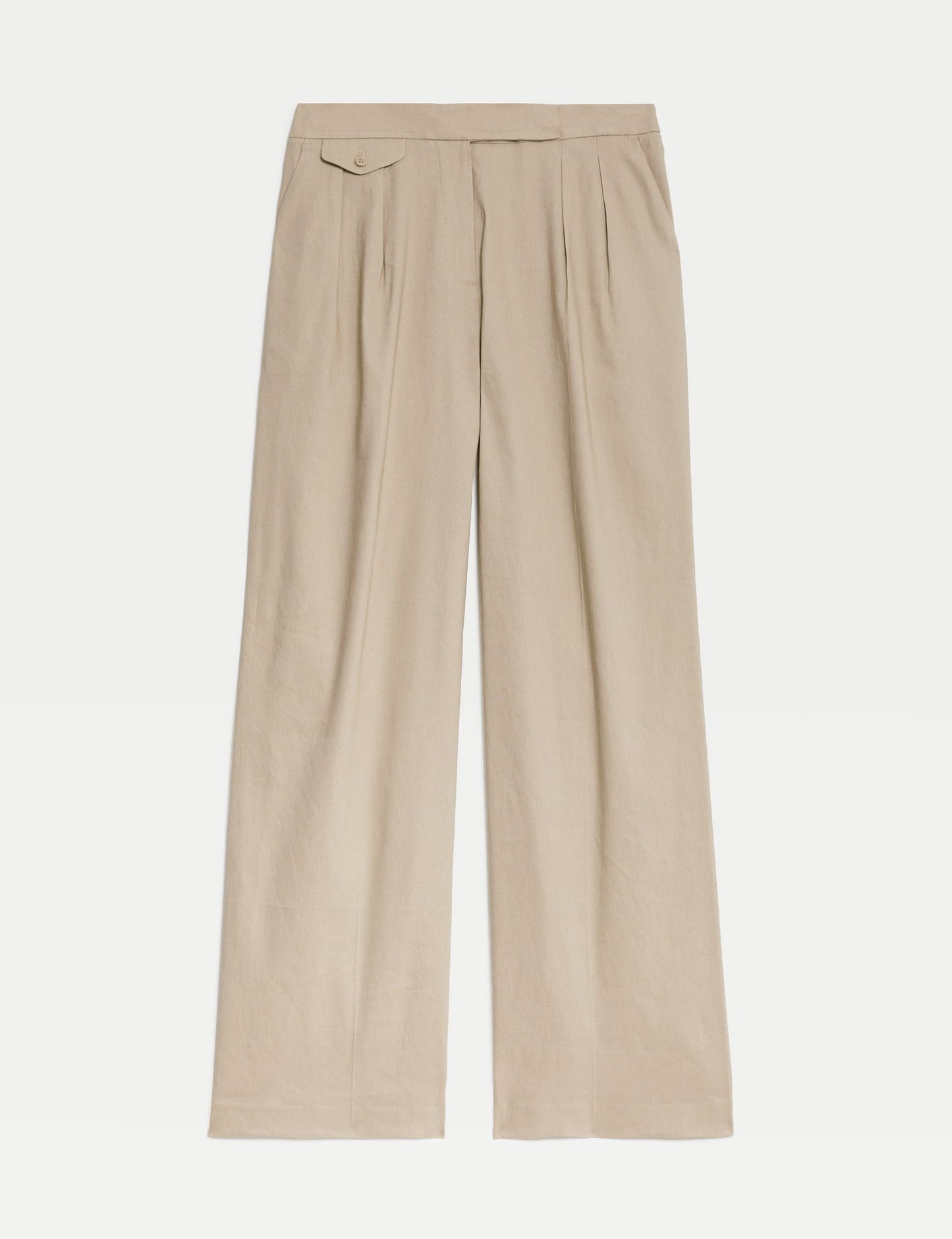 Yüksek Bel Wide Leg Keten Pantolon