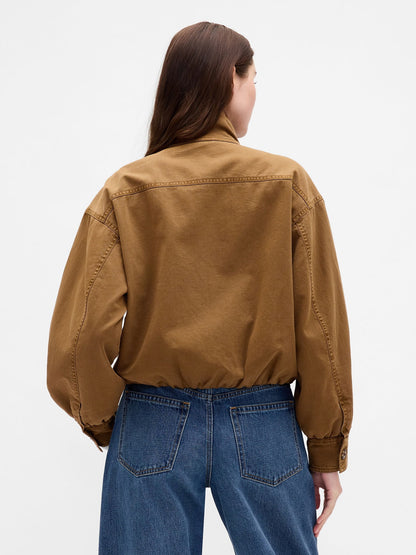 Kahverengi Twill Bubble Ceket