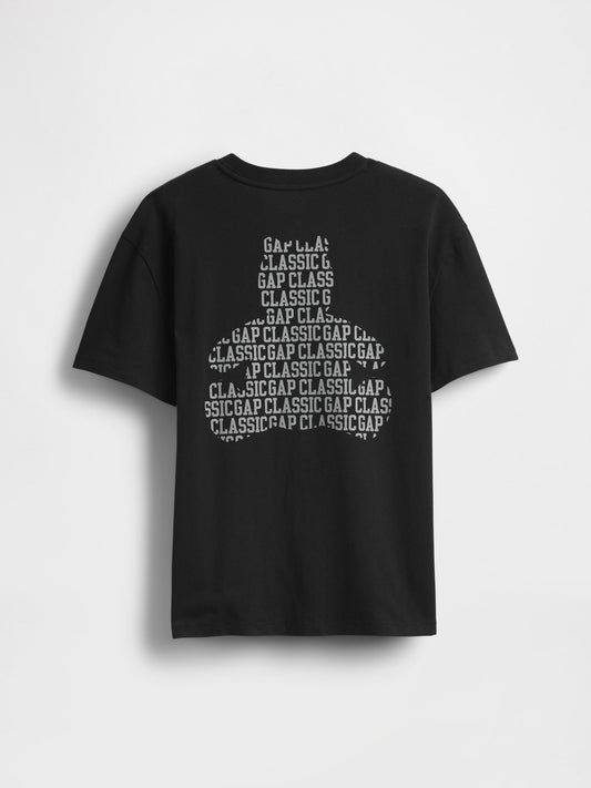 Siyah Cepli Grafik T-Shirt