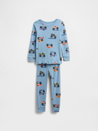 Mavi Organik Brushed Pamuk Pijama Takımı