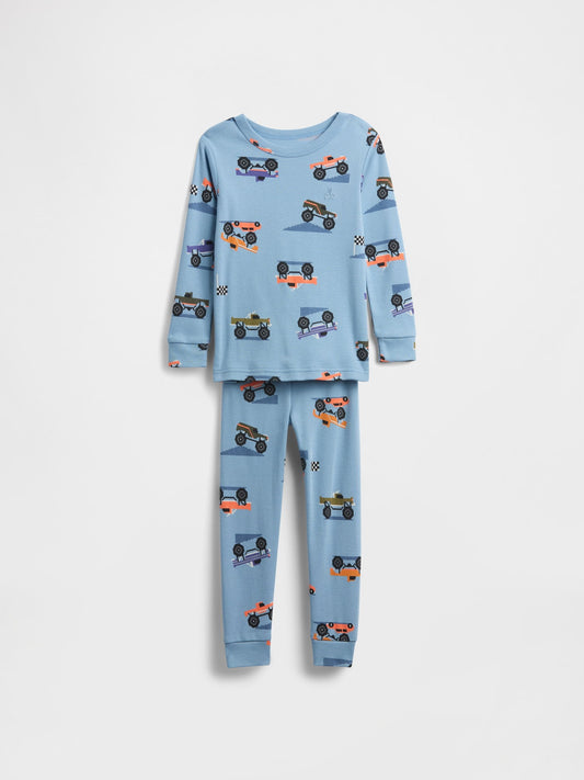 Mavi Organik Brushed Pamuk Pijama Takımı