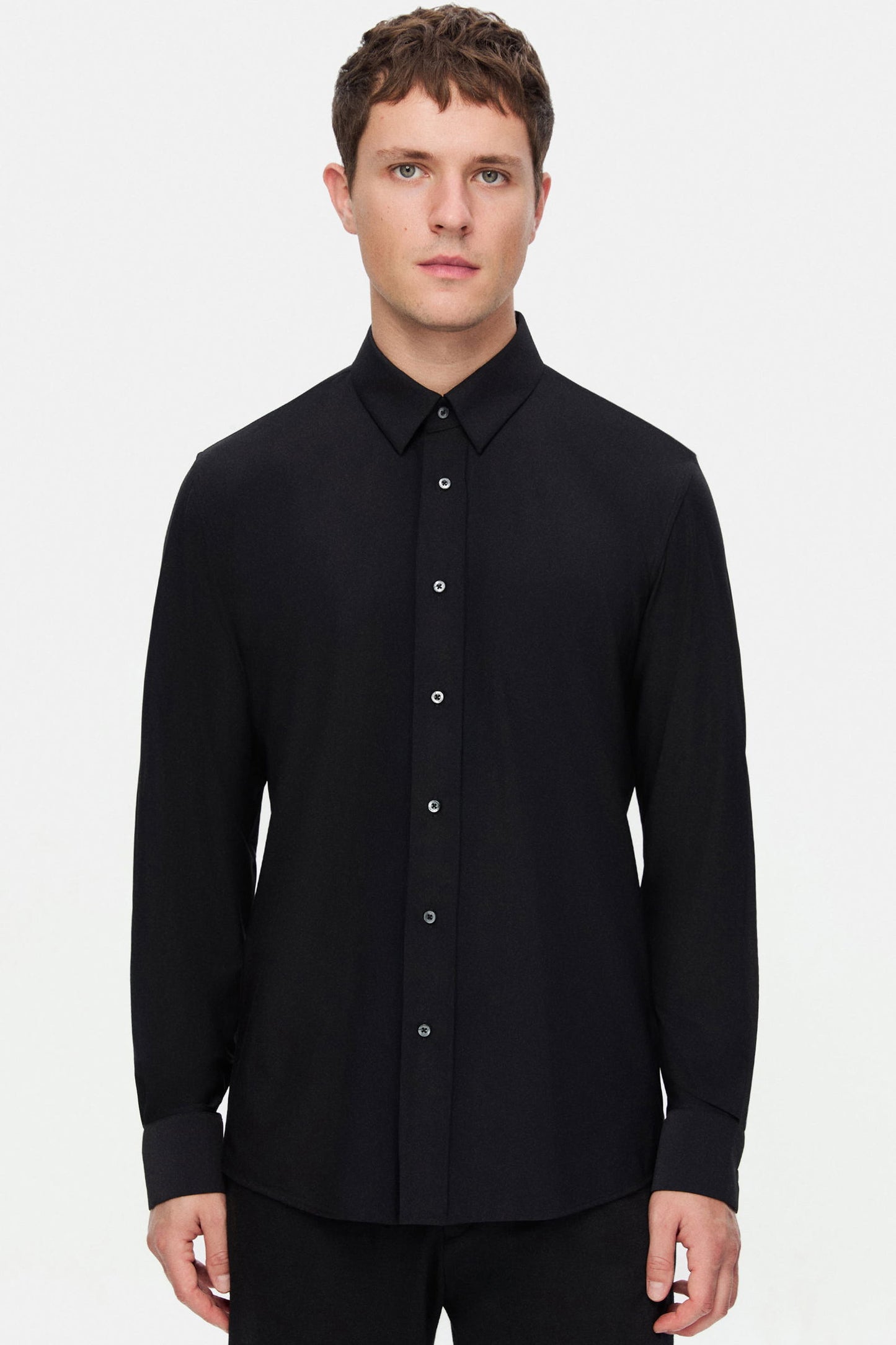 Damat Slim Fit Siyah Düz Gömlek