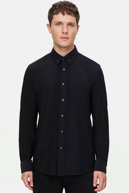 Damat Slim Fit Siyah Düz Gömlek