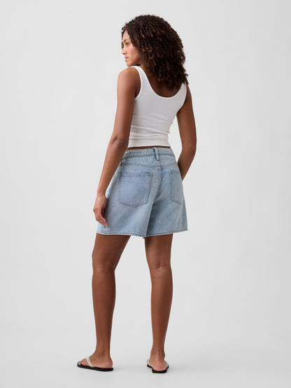 Açık Mavi 5 Mid Rise Supersoft Ipli Denim Şort