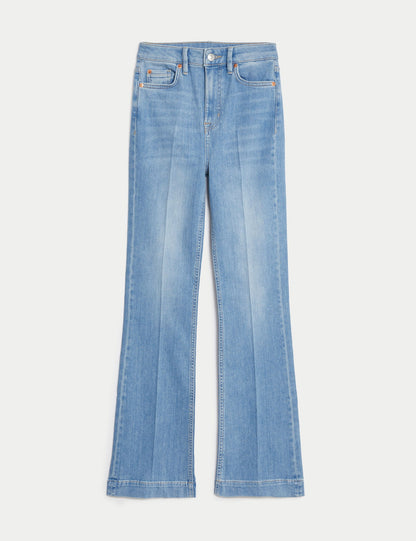 Yüksek Bel Slim Flare Jean Pantolon