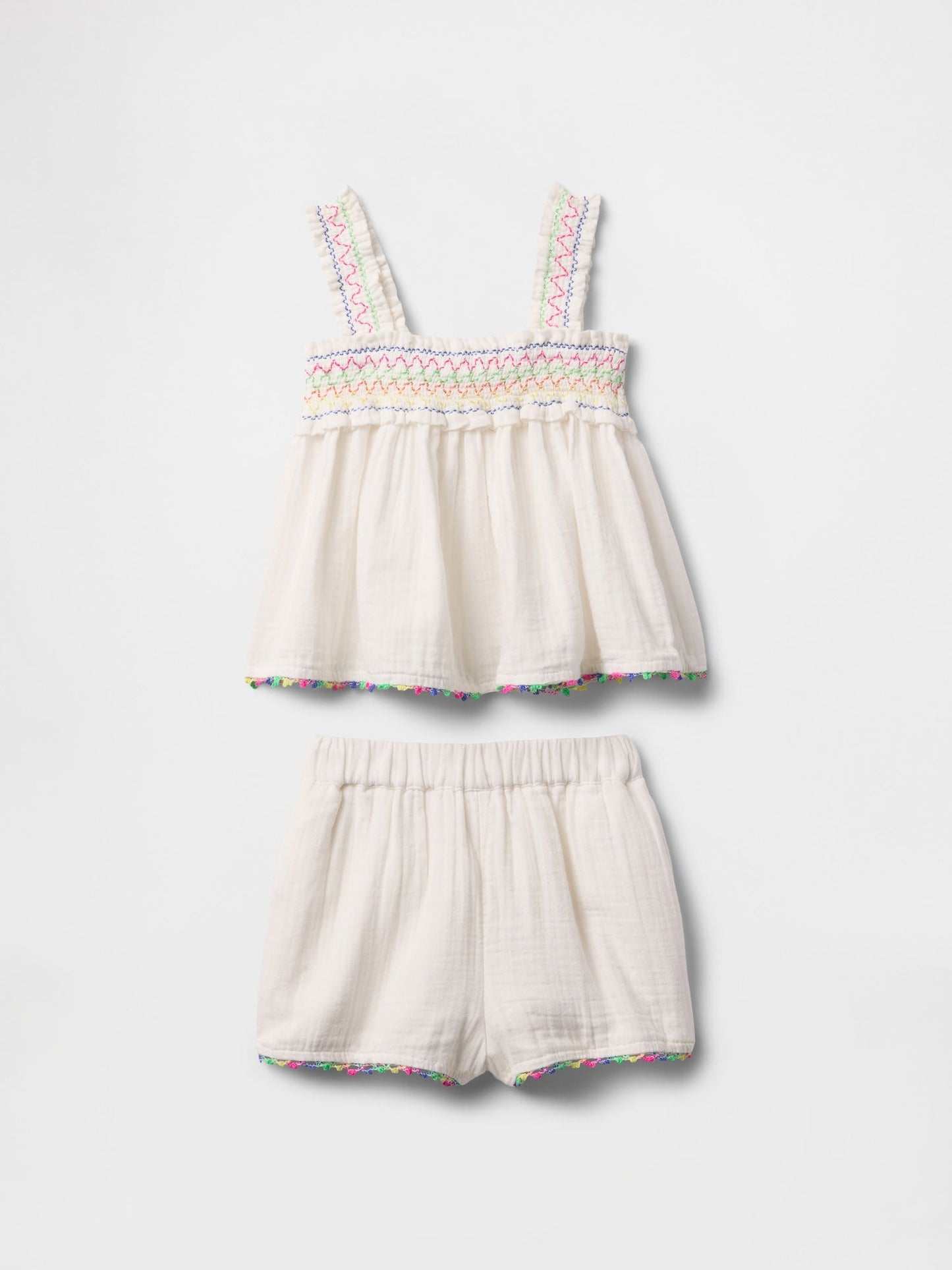 Beyaz Crinkle Gauze Outfit Set