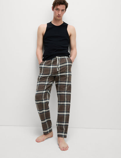 %100 Pamuklu Kareli Pijama Altı
