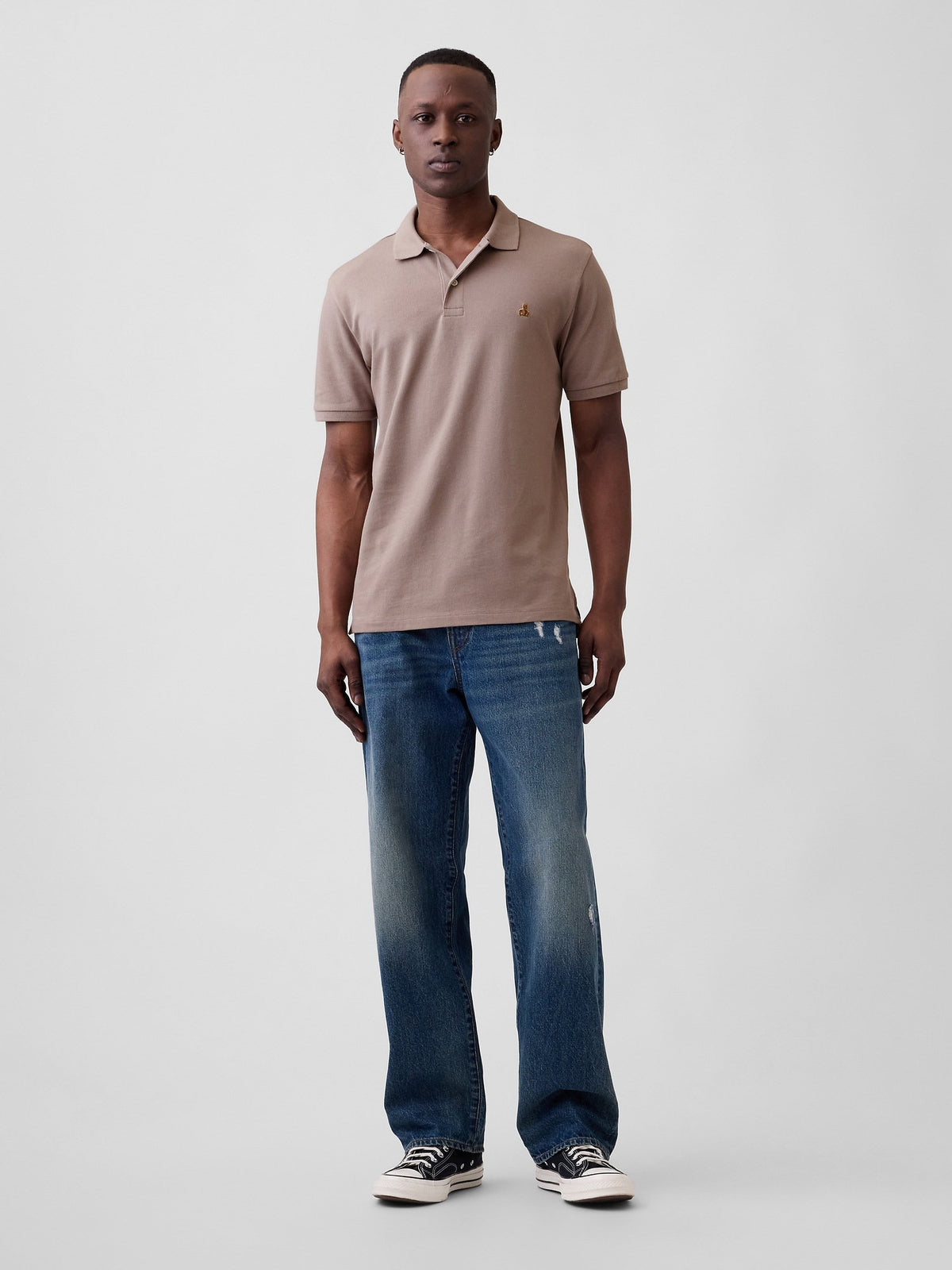 Kahverengi Stretch Pique Polo Yaka T-shirt