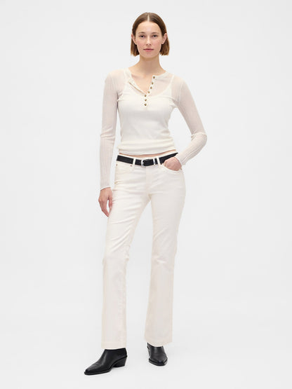 Kırık Beyaz Low Rise Corduroy Long & Lean Pantolon