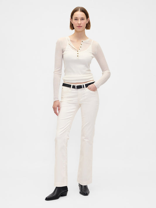 Kırık Beyaz Low Rise Corduroy Long & Lean Pantolon