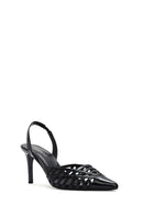 Kadın Siyah Arkası Açık Rugan Deri Ince Topuklu Ayakkabı