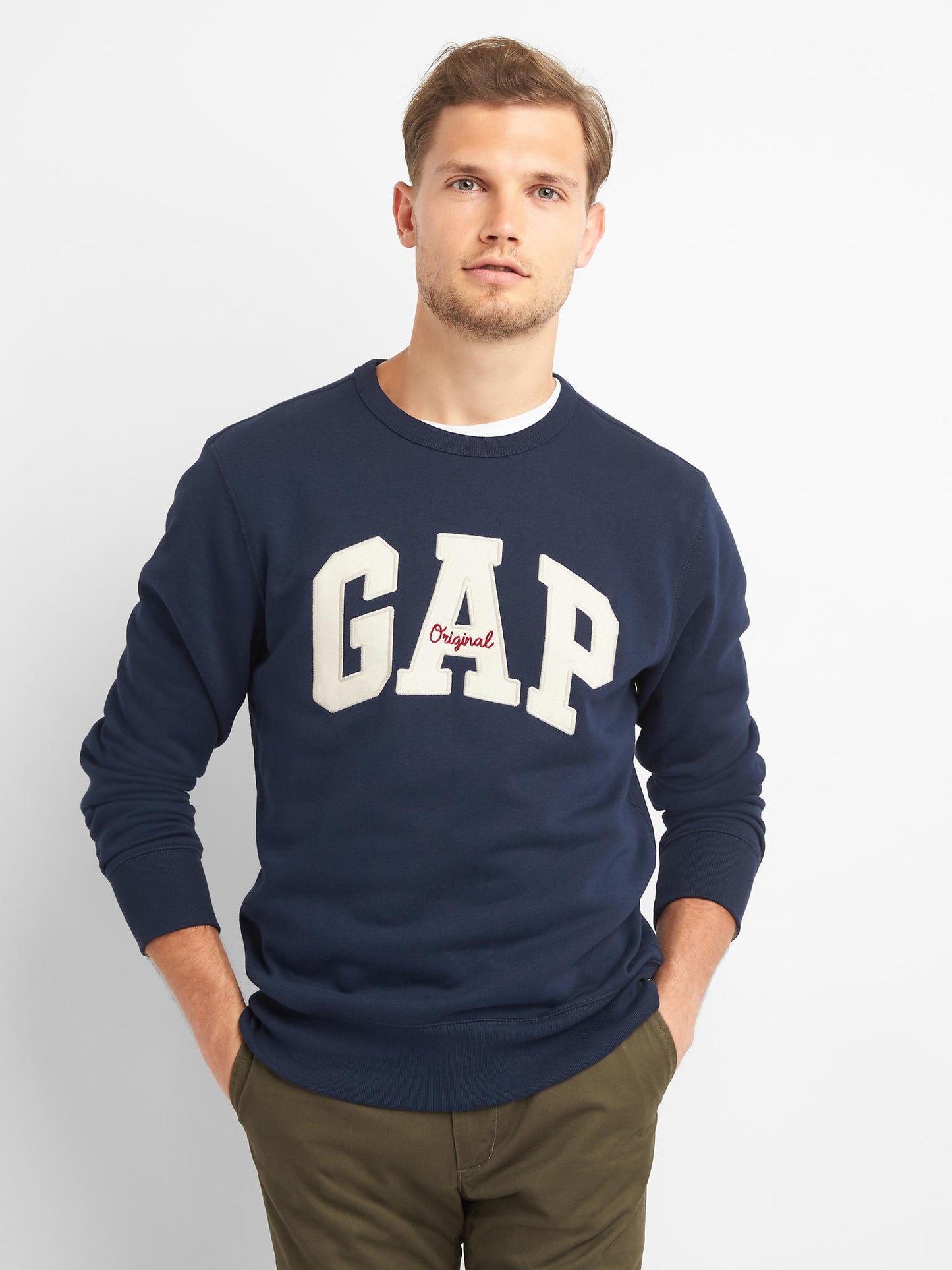 Lacivert Gap Logo Bisiklet Yaka Sweatshirt