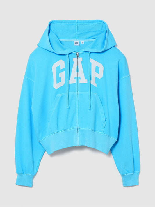 Açık Mavi Oversized Gap Logo Fransız Havlu Kumaş Fermuarlı Sweatshirt