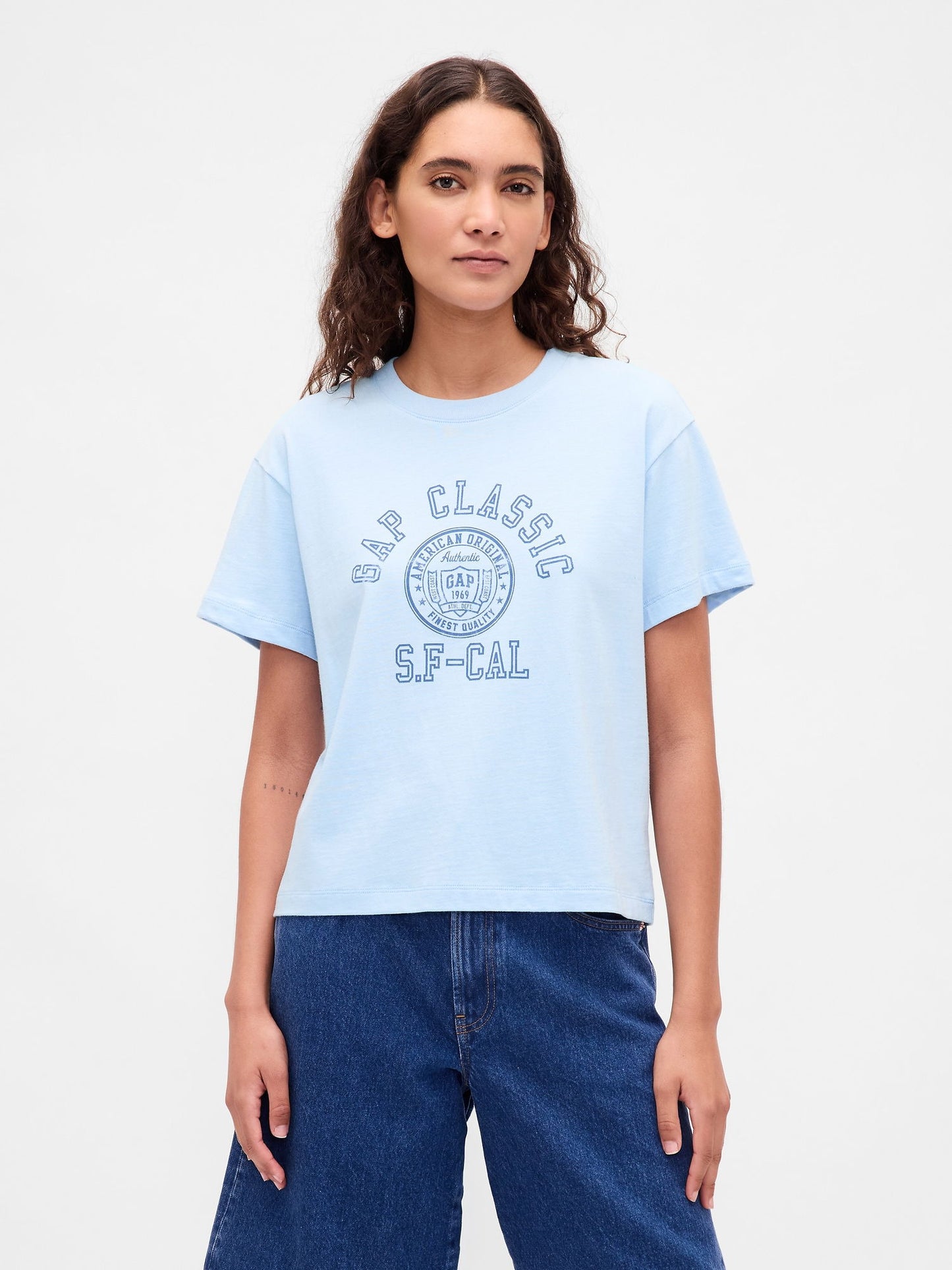Açık Mavi Relaxed Gap Logo T-shirt