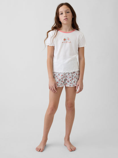 Beyaz Winnie The Pooh Recycled Fitilli Pijama Şort Takım