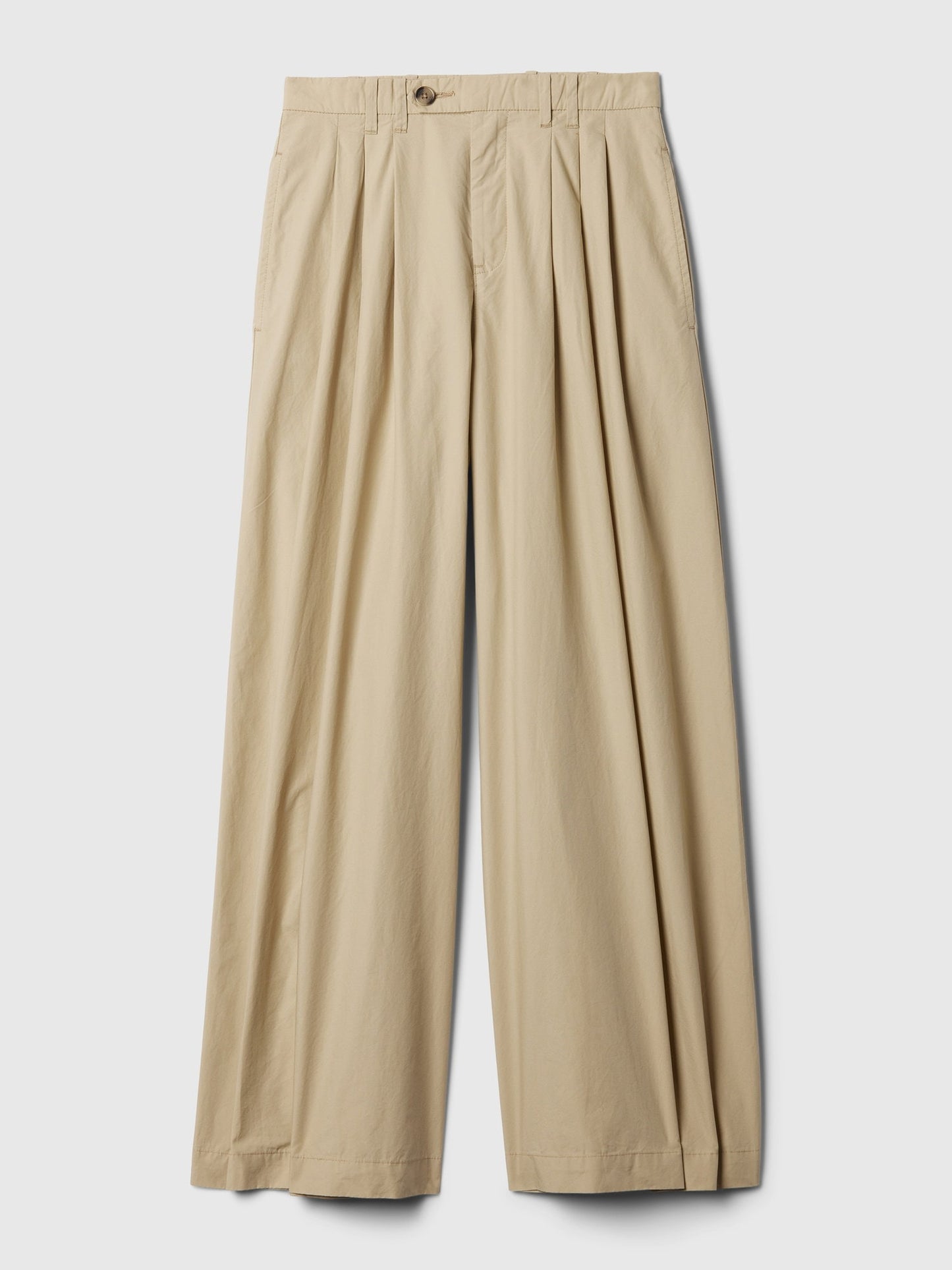 Bej Gap × Dôen High Rise Wide Leg Khaki Pantolon