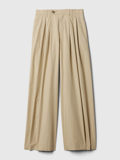 Bej Gap × Dôen High Rise Wide Leg Khaki Pantolon