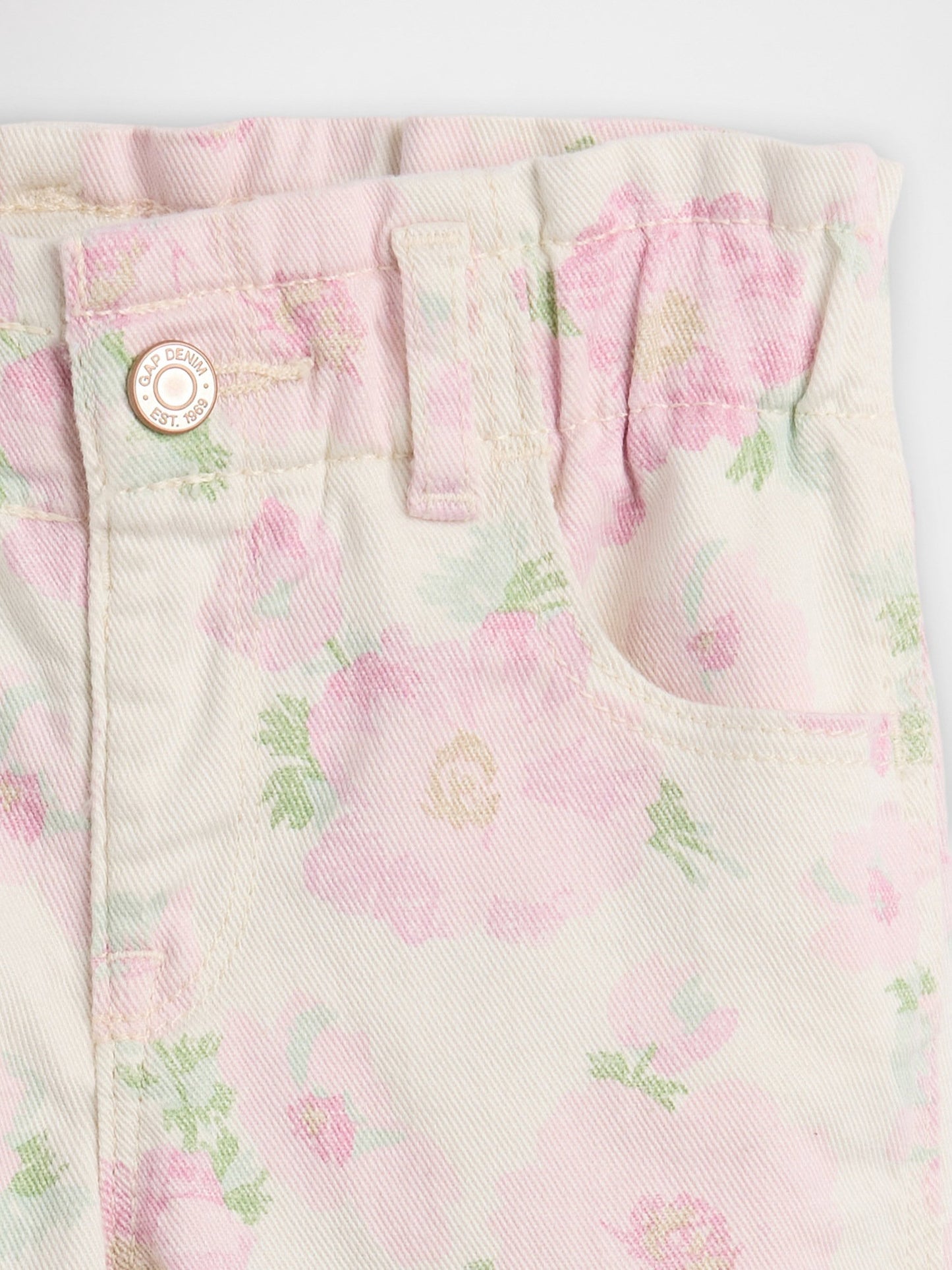 Açık Pembe Babygap Baskılı Paperbag Mom Jean Pantolon