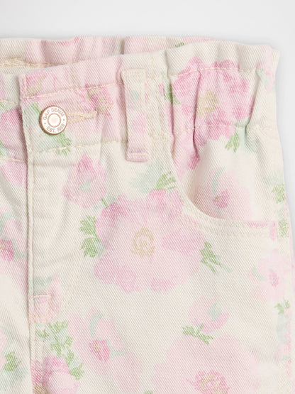 Açık Pembe Babygap Baskılı Paperbag Mom Jean Pantolon