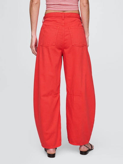 Kırmızı High Rise Ultrasoft Horseshoe Jean Pantolon