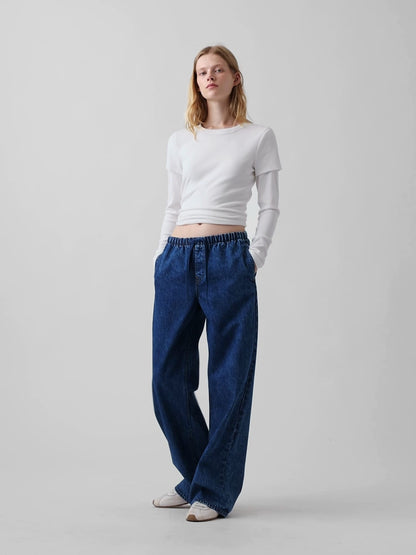 Koyu Mavi Low Rise '90s Loose Easy Jean Pantolon