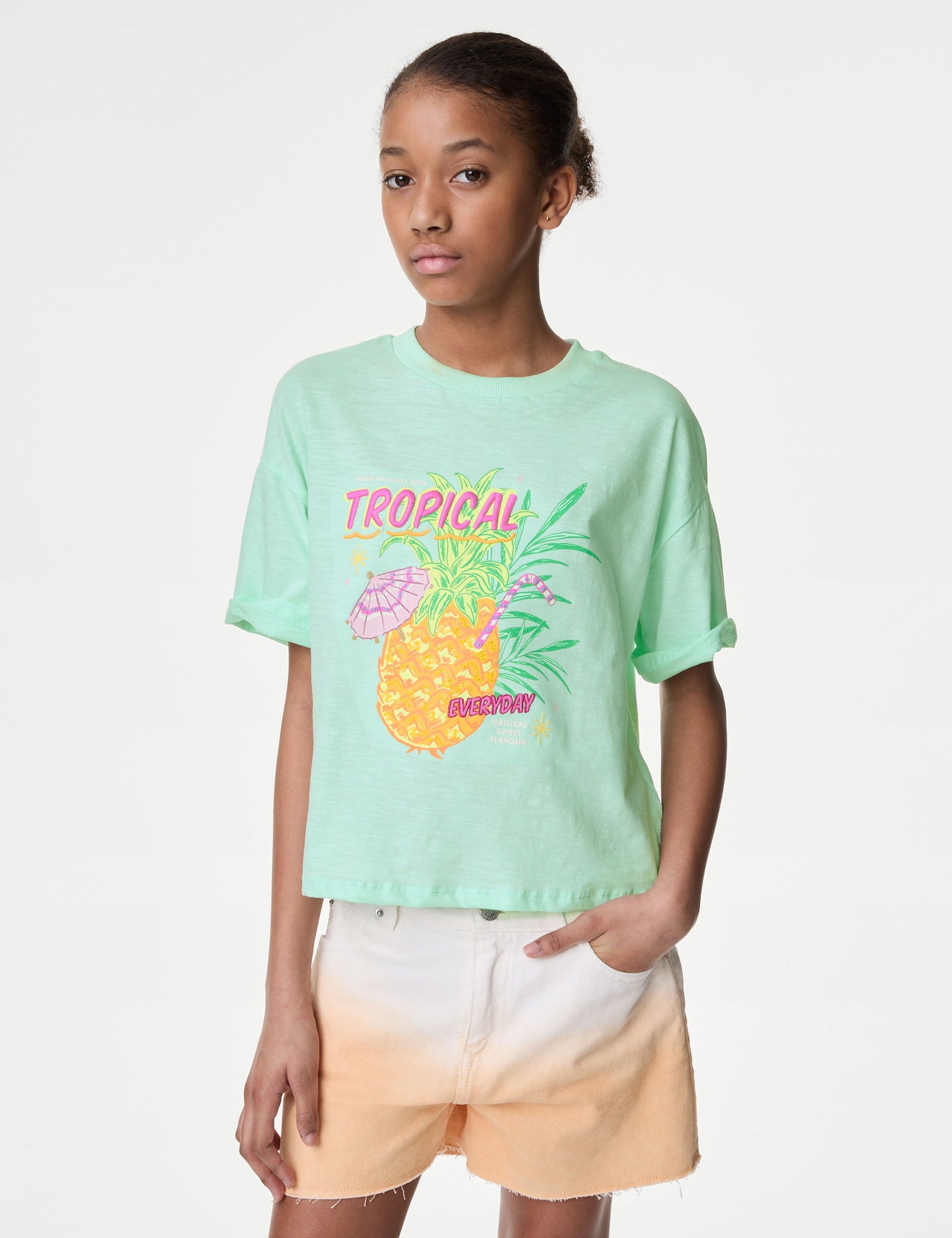 Saf Pamuklu Kısa Kollu T-shirt (6-16 Yaş)