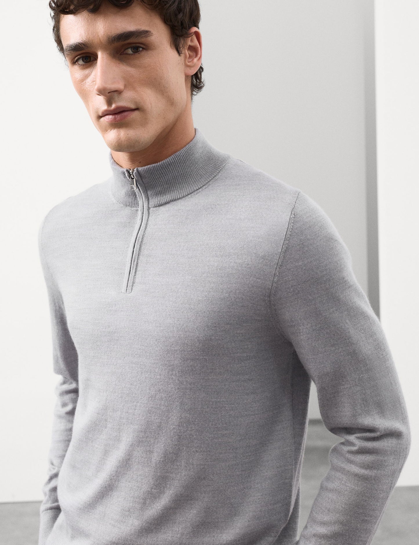 Pure Extra Merino Yün Yarım Fermuarlı Kazak