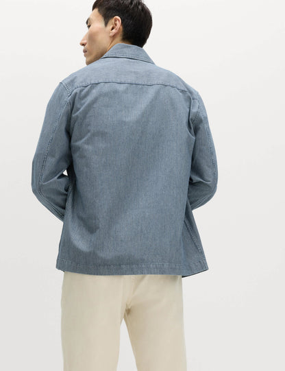 Pamuklu Çizgili Denim Gömlek Ceket