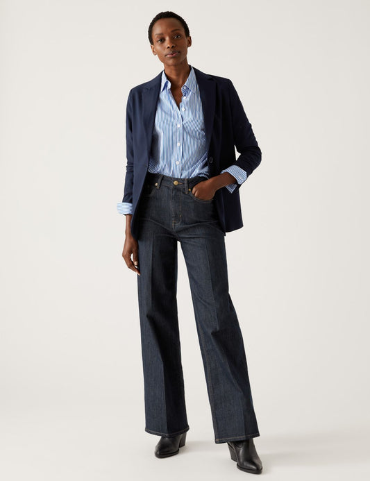 Yüksek Bel Wide Leg Jean Pantolon