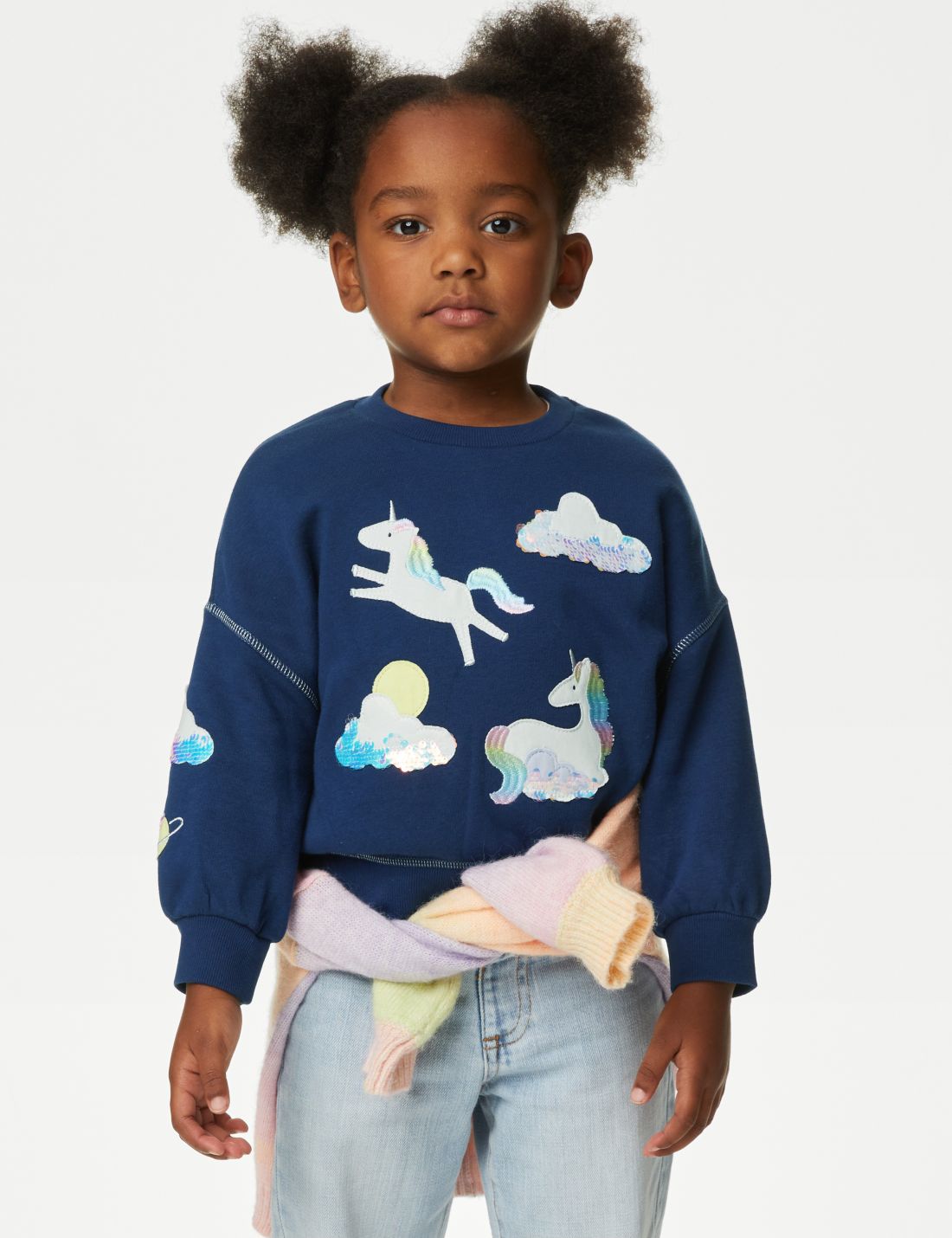 Unicorn Desenli Yuvarlak Yaka Sweatshirt (2-7 Yaş)