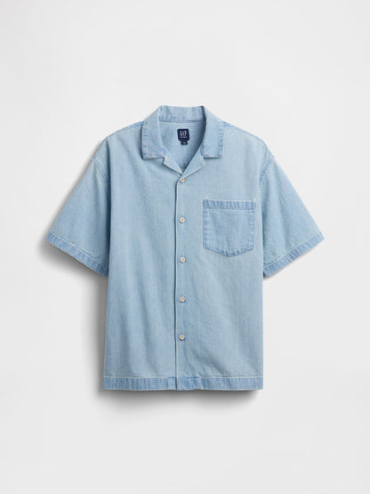 Açık Mavi Denim Relaxed Gömlek